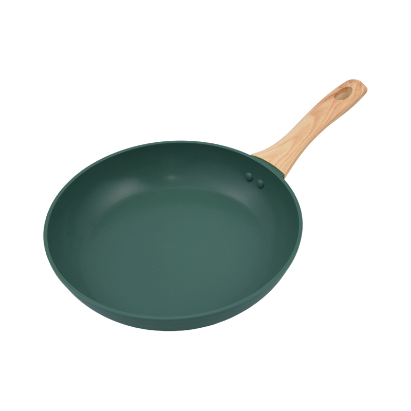 Smedet aluminium køkkengrej sæt med skovgrøn nonstick belægning