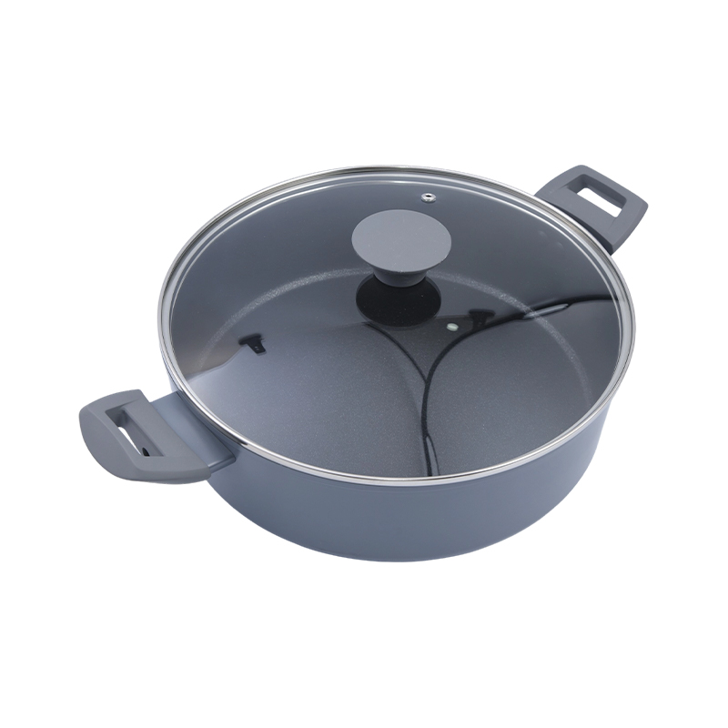 Smedet aluminium lige lav gryde