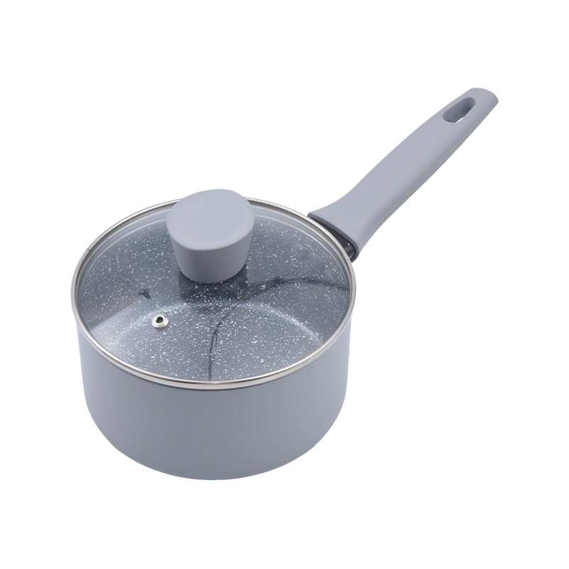 Presset aluminium saucepande creme marmor