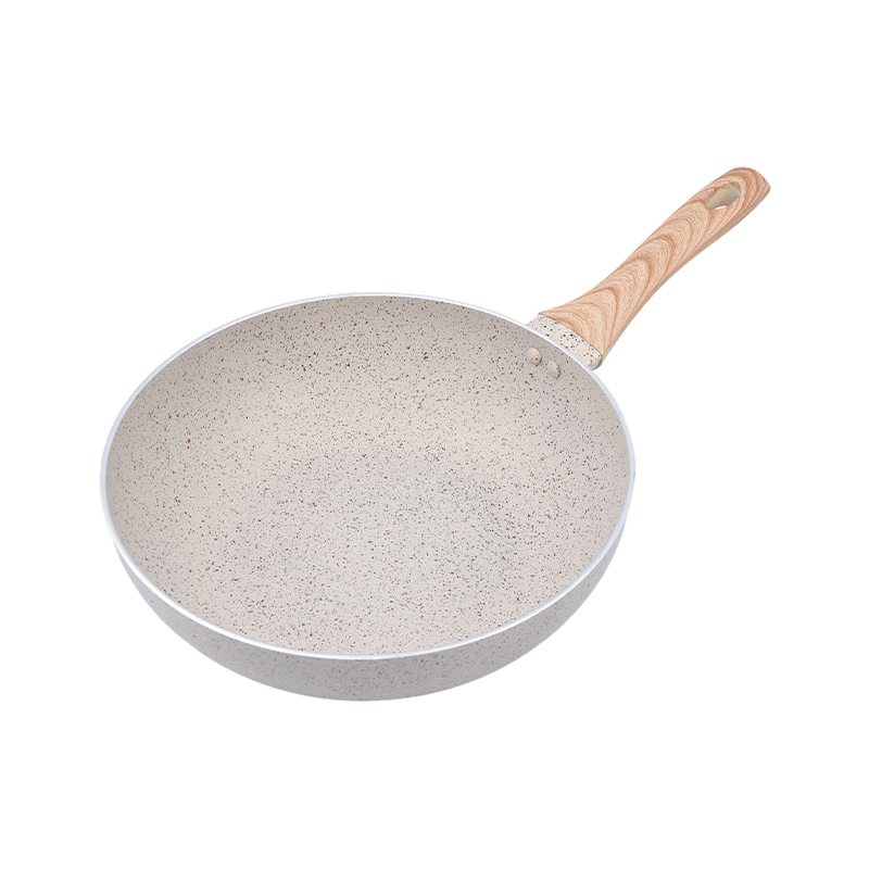 Presset aluminium wok creme marmor