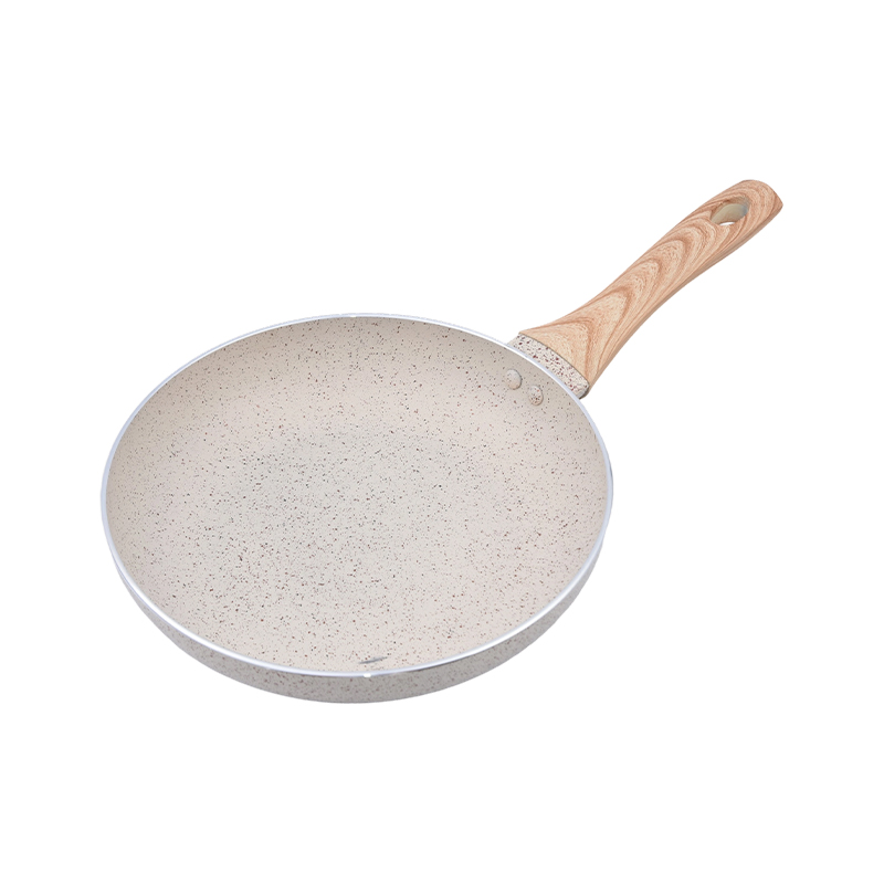 Presset aluminium køkkengrej sæt med creme marmor nonstick belægning